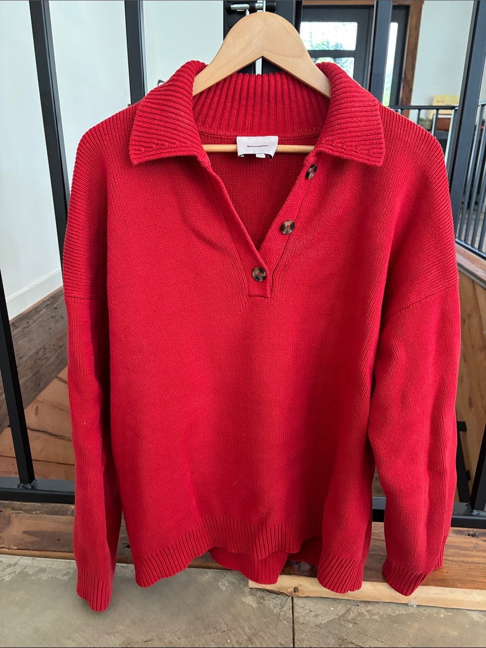 Reformation Brooklyn Cotton Polo Sweater